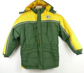 Green Bay Packers Hooded Puffer Winter Coat Jacket Youth L 16/18