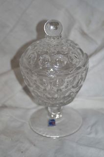 Imperial Heisey Coin Dot Covered Glass scallop Candy Jar NWT vintage