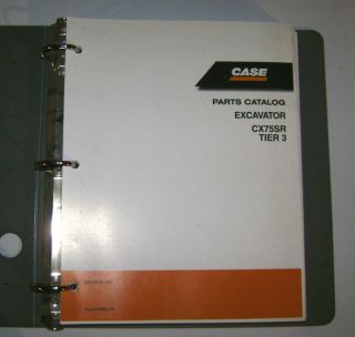 Case CX75SR Tier 3 Excavator Parts Catalog in Binder
