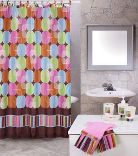 Geometric Circles 19 Piece Bath Accessory Shower Curtains Towel Set