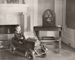 Pedal car & Atwater Kent radio 1933 photo   U pick size