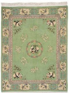 HAND KNOTTED ORIENTAL RUG CHINESE AUBUSSON PANDA LIGHT GREEN/IVORY