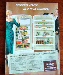 1950 Refrigerator Ad Crosley Shelvador