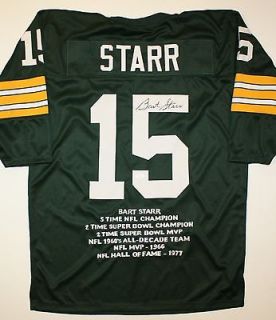 Bart Starr Autographed Green Bay Packers TB Stat Jersey Authenticated