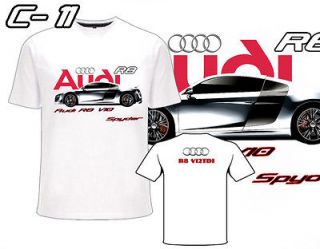 ] Type. C 11 Dri Fit Car White T Shirts Audi R8 V10 Spyder (S~3XL
