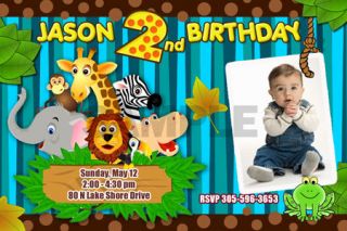 ZOO 1ST BIRTHDAY PARTY INVITATION BABY SHOWER CUSTOM INVITES   p2