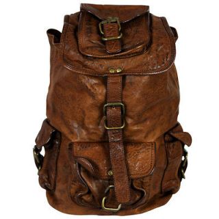 VIPARO Tan 13 Vintage Wash Leather Backpack Rucksack Bag   Adair