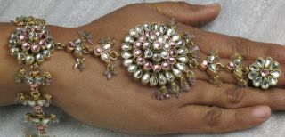 India Indian Costume Jewelry Jewellery Slave Bracelet Pair baby Pink