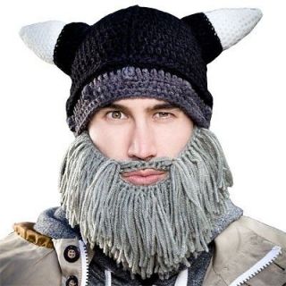 Heads Barbarian Looter Knit Hat with Beard   Wicked Awesome Cool