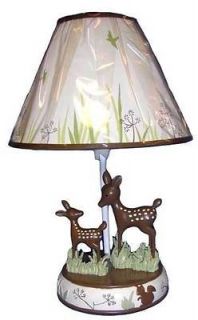 Forest Animals Neutral Boys/Girls Lamp with Brown Deer and Grass