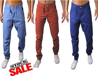 MENS CUFFED CHINOS JOGGERS JEANS TWISTED TAPERED FIT BOW LEG PANTS 3