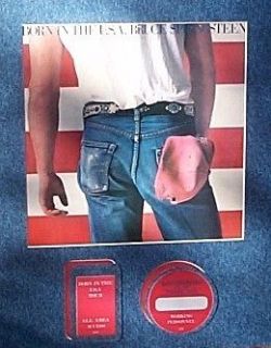 SPRINGSTEEN 1984 BORN IN THE USA MATTED POSTER & 2 BACKSTAGE PASSES
