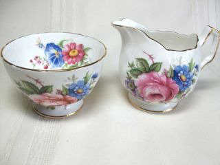 AYNSLEY FLORAL MINI CREAMER AND OPEN SUGAR