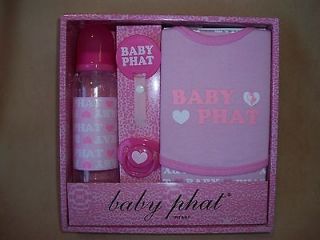 Baby Phat 5 Pc Gift Set (Bottle, Bib, Pacifier & Clip & Burp Cloth