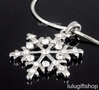 Newly listed 18K WHITE GOLD PLATED SNOW SNOWFLAKE PENDANT NECKLACE USE