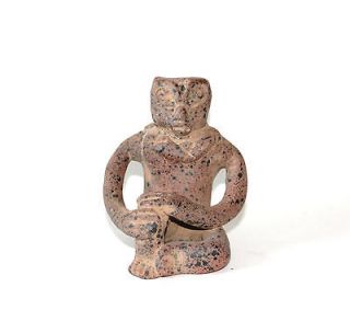 Vintage Mexican Art Pottery Aztec or Mayan Clay Figurine Statue