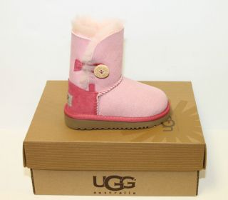 Infant Girls Ugg Australia Pink T Bailey Button Denim 1000789 Sz 7/9