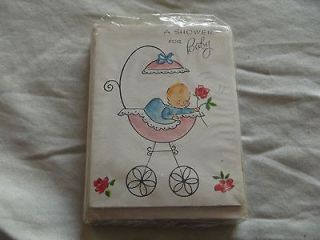 12 VINTAGE 1950s cards Charm Craft SHOWER INVITATION BABY new SEALED