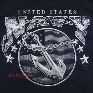 US Navy T Shirt American Flag Stars Global Force Kicking Ass BABA