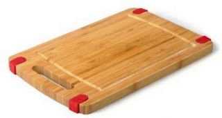 New 8 x 12 Natural Bamboo Wood Cutting Board With Handle & Non Slide