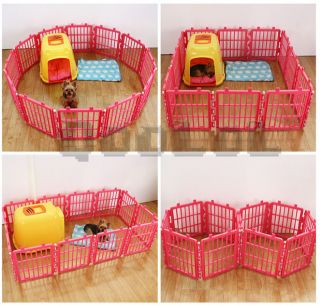 Dog and Cat Pet Play Fence Plastic Pen Gate Exercise Pen Pink