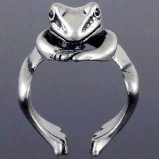 R339A Intricate Adorable Frog Hug Animal Unisex Ring Crystal Eyes New