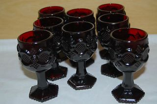 Avon 1876 Cape Cod Wine Goblets NearMint Vintage Ruby Red Glass 4