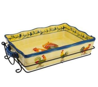 Temp tations 9x13 stoneware BAKEWARE FRENCH COUNTRY ROOSTER LASAGNA