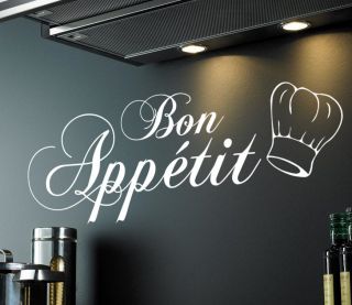 BON APPETIT (With chef hat) wall sticker quote   kitchen, cook, art