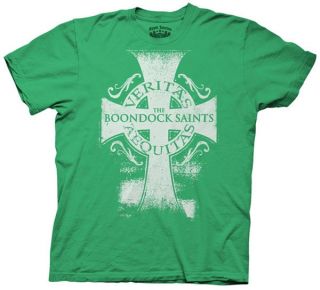 Boondock Saints T shirt Veritas Aequitas Cross Adult Irish Green Shirt