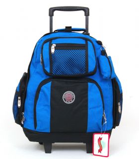 18 Wheeled School Backpack Rolling Book Bag Drop Handle Wheels Carry