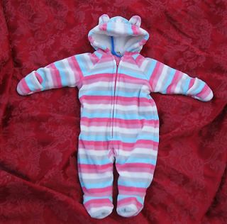 Old Navy Pram baby Girl plush one piece bundler bear hoodie Striped 0