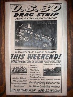DRAG STRIP INDIANA US30 LITTLE RED WAGON GARAGE RACING POSTER 18x30
