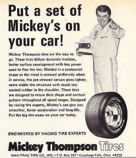 1972 1973 MICKEY THOMPSON TIRES ~ CLASSIC PRINT AD