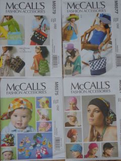 patterns McCalls`s fashion accessoires ,bags/hats/wra ps/baby shoes
