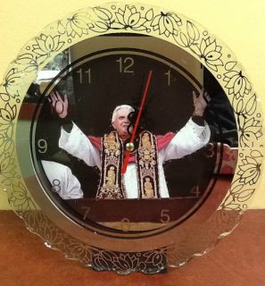Pope Benedict XVI Light Up Glass Clock