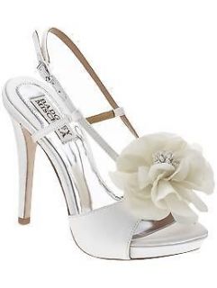 Badgley Mischka Zabrina White Satin Bridal Shoes Size 8 1/2   9 Women