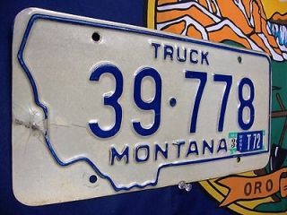 TRUCK License Plate, Low #, Fallon County (Baker, MT) 39 T   778