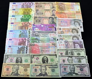 27PCS. 5 countries banknotes practice coupons. Brand new