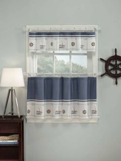 Nautical Window Ensemble of Valance and Tiers