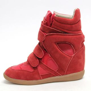 Womens Velcro Strap Wedge Suede High Tops Trainers Ankle Boots / Lady
