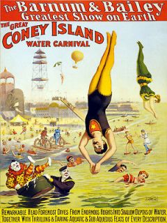 Vintage Circus POSTER.Barnum Coney Island.Art Decor.556