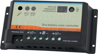 Dual battery 10A solar panel charge controller/reg ulator 12/24V for