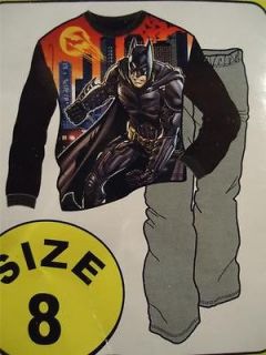 NEW Dark Knight Bat Man 2 Piece Pajama PJs Boys 8 Flannel Sleep Pant