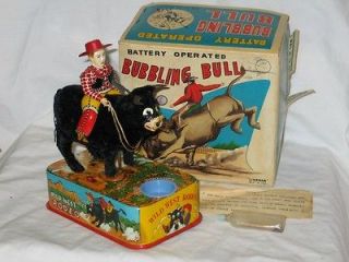 Marx Tin Litho Wild West Rodeo Bubbling Bull Battery Operated T26