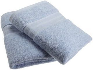 100 Percent Organic Cotton Oversized Bath Towel Set of 2 Water Blue