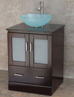 24 Bathroom Vanity Cabinet Stone Top Vessel Sink MO2
