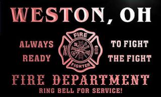 qy63747 r FIRE DEPT WESTON, OH OHIO Firefighter Neon Sign