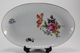 Graf Von Henneberg Germany Porcelain Hand Enameled Floral Gilt Oval
