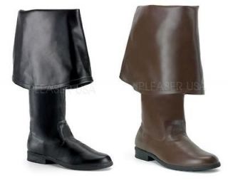 Black or Brown Maverick Pirate Boots with 11 Bell Cuff in Sizes 8 14